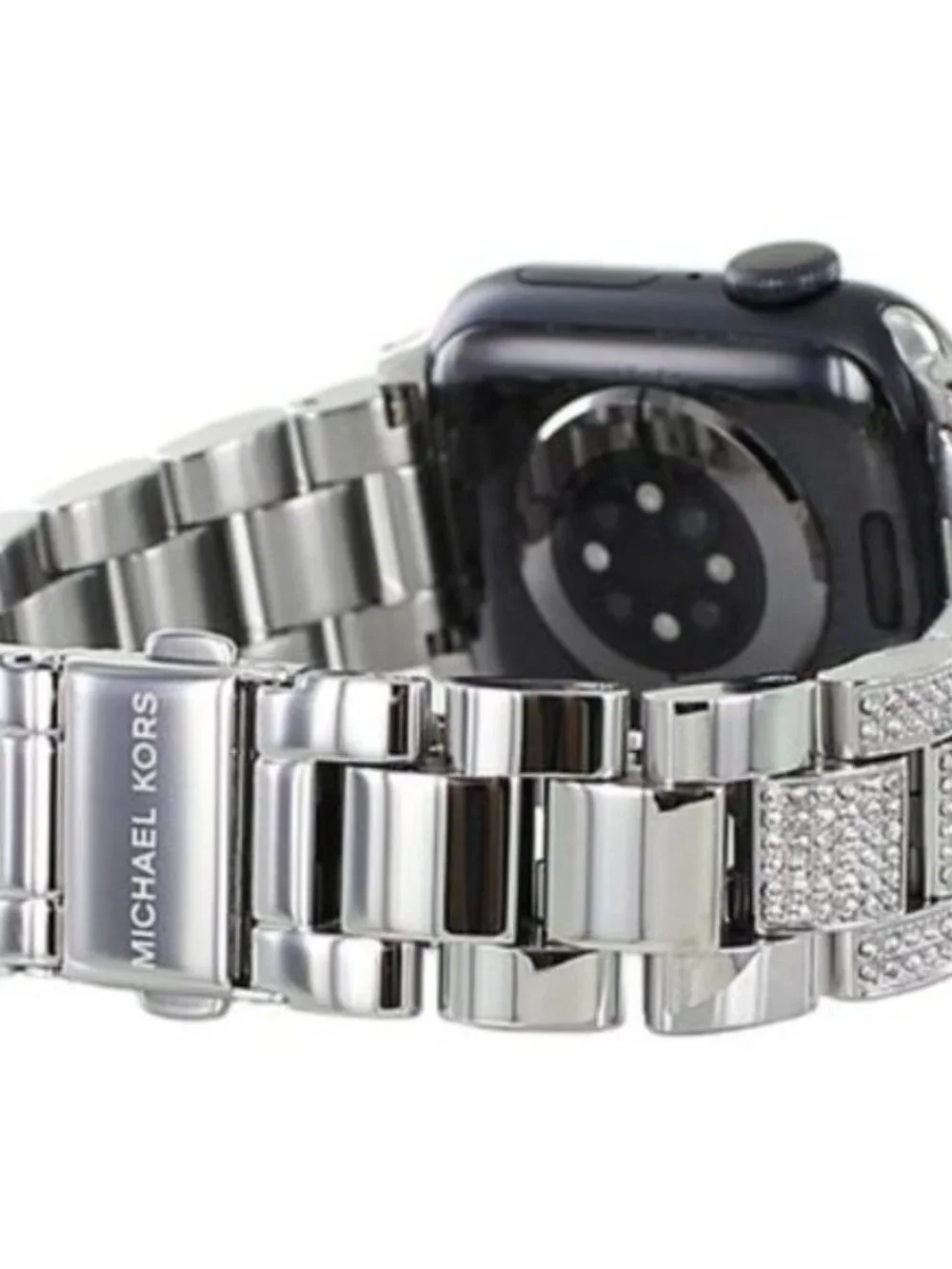 NEW Michael Kors Stainless Steel Pave Silver-Tone Strap Band 38-40mm Apple Watch